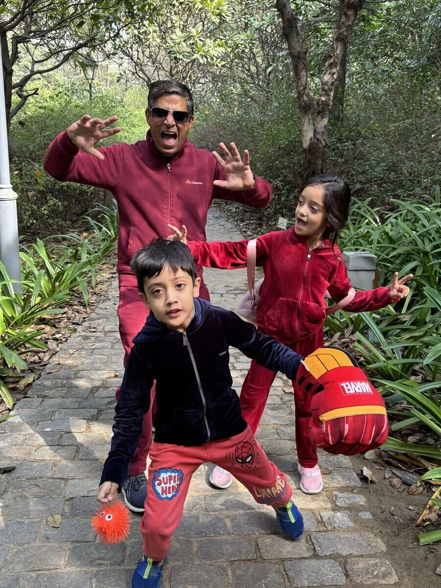 Khushboo Sachdev's family playing together outdoors