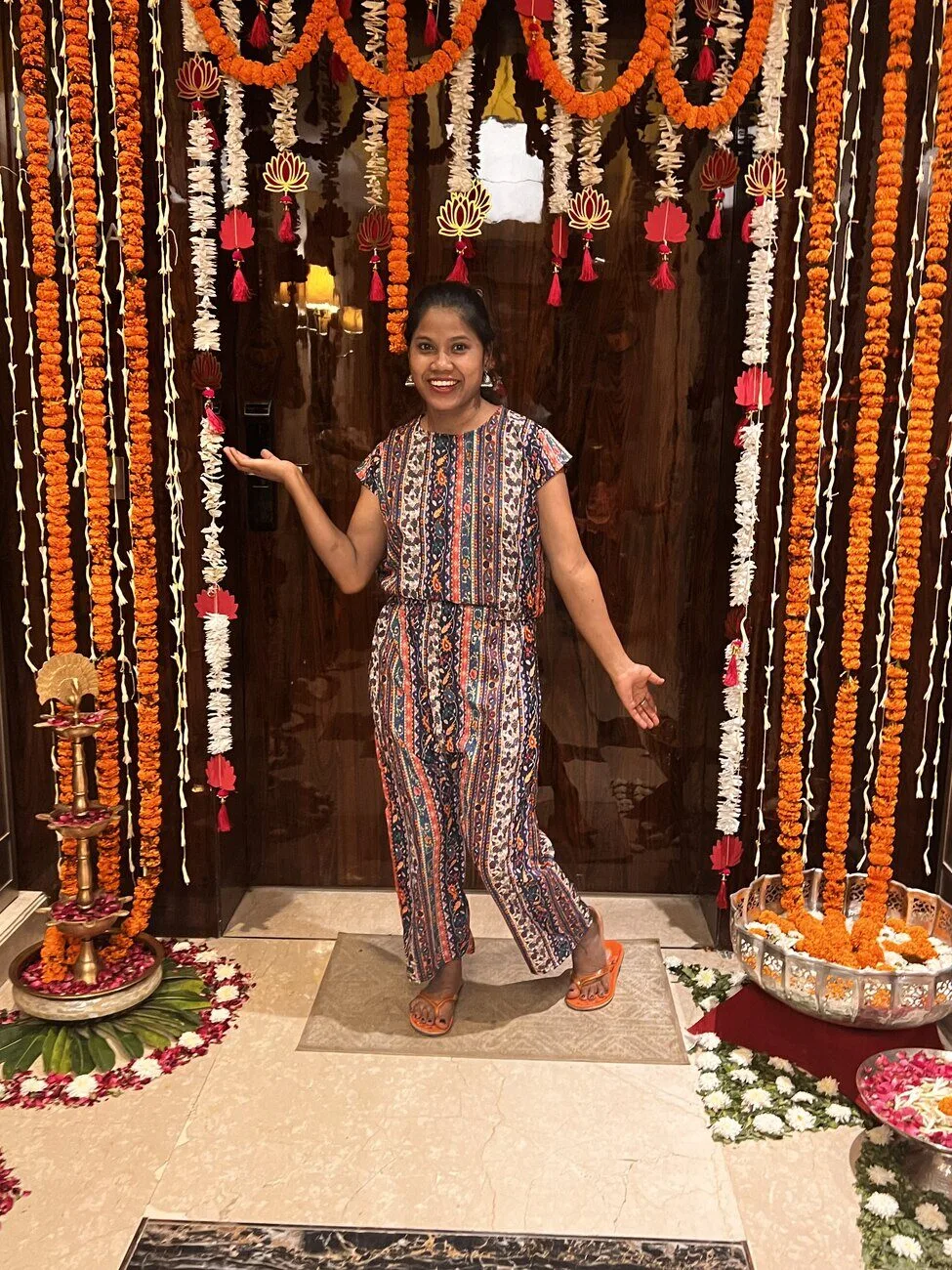Naimee Orang, who is part of Khushboo Sachdev's family, at home during a festival